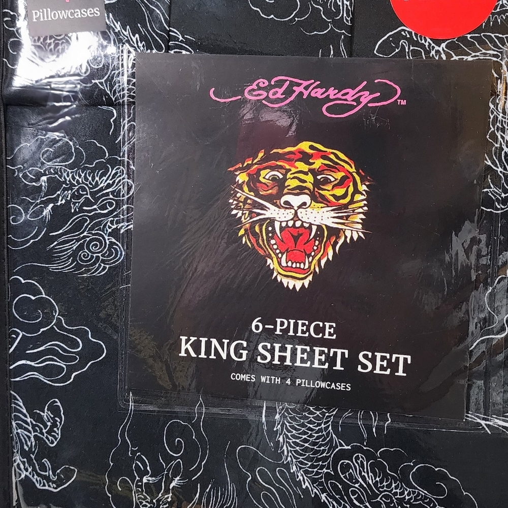 Ed hardy King 6piece sheet set new